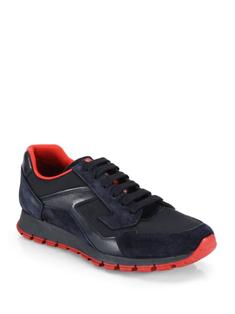 blue and gray prada sneakers|prada blue suede sneakers.